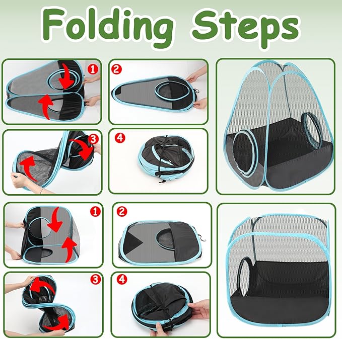 YUEPET Outdoor Visual Rabbit Tunnel Toys Pop up Bunny Enclosure Hideout Portable Cube Tent Collapsible Small Animal Playpen for Indoor Rabbit Guinea Pig Ferret Hamster Kitten Exercising Hiding Playing