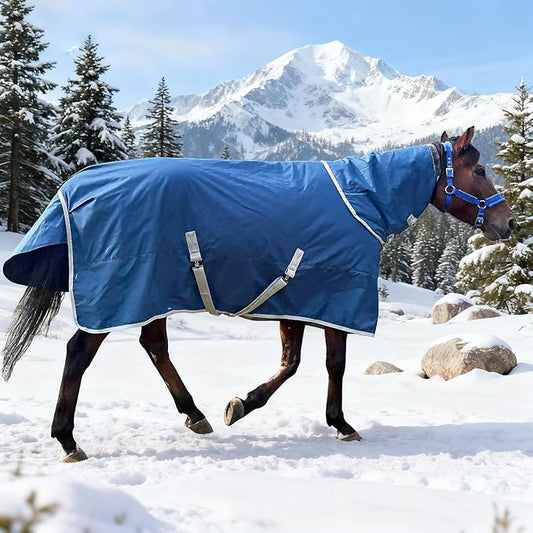 Winter 1200D Premium Turnout Horse Blanket,Medium Weight Waterproof Blanket (Back Length 72 inches (135cm) with Cover)