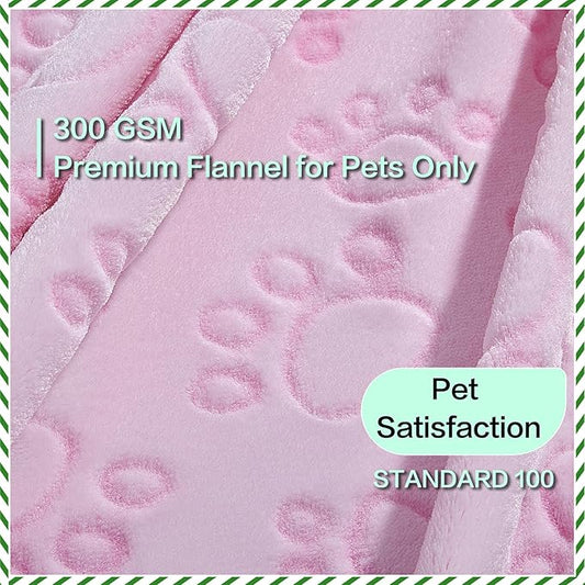 Stuffed Premium Soft Dog Blanket, with Flannel Grey Cute Paw Print, Cat Blanket Puppy Supplies Dog Products Stuff Essentials(Pink 32x40 inches)