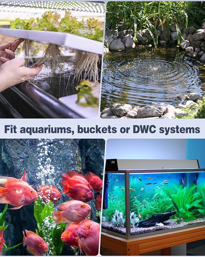 Uniclife UL Certified Aquarium Air Pump, Quiet Fish Tank Oxygen Pump for Small Aquariums with Airline Tubing, Air Stones and Check Valve