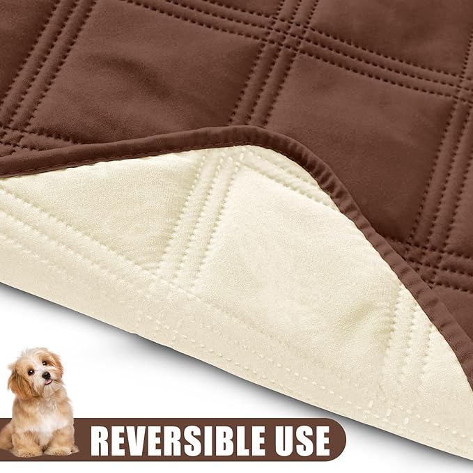 Smiry Waterproof Dog Bed Cover Blanket 68x82, Soft Reversible Pet Blanket, Washable Leakproof Cats Dogs Couch Cover for Sofa, Couch, Furniture, Lattice, Brown/Beige