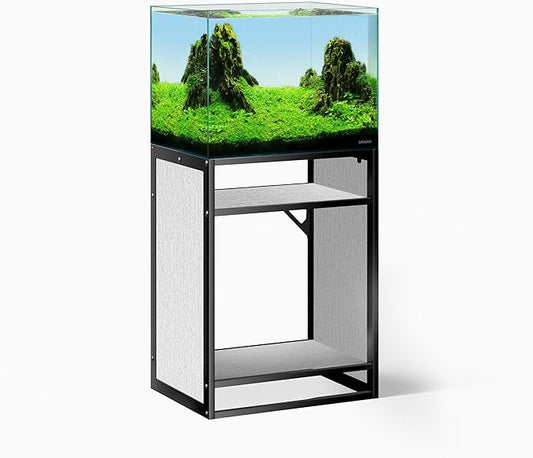 LANDEN Washed Oak Wood Metal Frame Stand, Three-Shelf for Fish Tanks up to 30 Gal, CLX60-60X45X80cm (23.6x17.7x31.49 in), for Fish Tanks and Reptile Terrariums, Home & Office Use