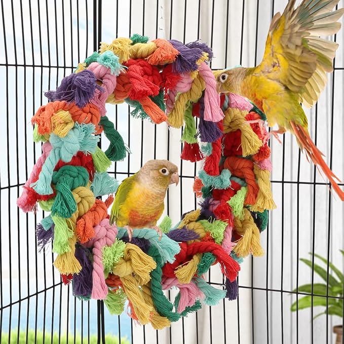 Hypeety Pet Toy Cotton Ring for Parrot Exercise, Chew, Snuggle Bird Toys, 30 cm / 11.8 in Diameter