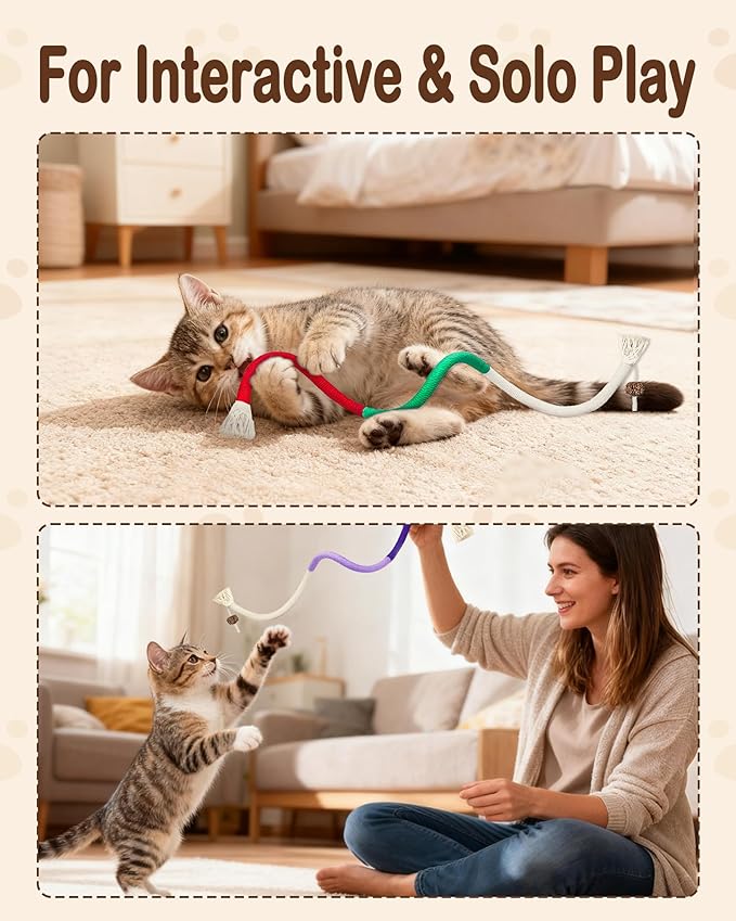 Beanewone Cat Chew Rope Toys 6Pcs with Catnip, Indoor Cat Teething Toys for Kittens, Interactive Catnip Kitty Toys for All Breeds (3PCs Chew Rope & 3PCs Silvervine Sticks)