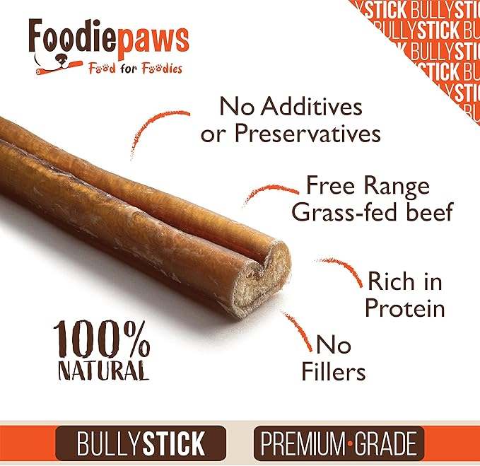 FOODIEPAWS Bully Stick Bites for Dogs, 1 lb Bulk Pack (2-3 Inch) | Training Treats | All Natural, Grass-Fed Beef Pizzle | Grain-Free, Rawhide-Free & Fully Digestible | High Protein Dental Chews