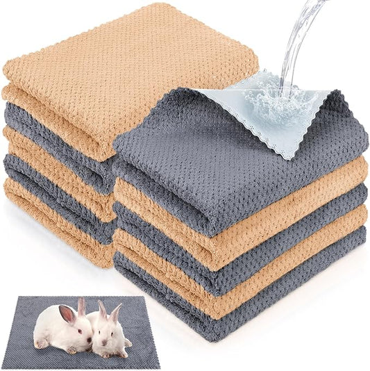 Vitalcozy 10 Pcs Guinea Pig Cage Liners Washable Rat Bedding for Guinea Pigs Controlling Absorbent Waterproof Pee Pads Blanket for Rabbits Hamster Small Animals Chinchilla(18 x 24 Inch,Gray Coffee)