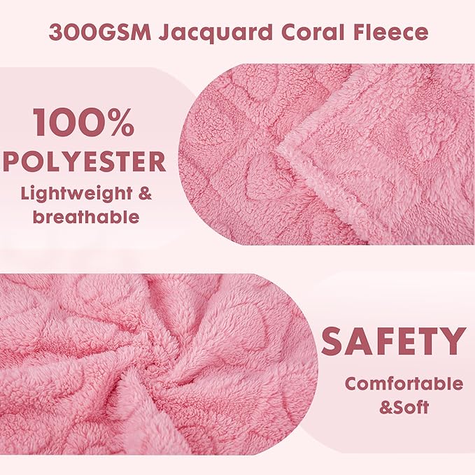 gogobunny Calming Plush Dog Cat Blanket 300GSM Coral Fleece, Ultra-Soft Machine Washable Pet Bedding for Small Medium Dogs Cats Puppies Kittens (Pink, 25x35)