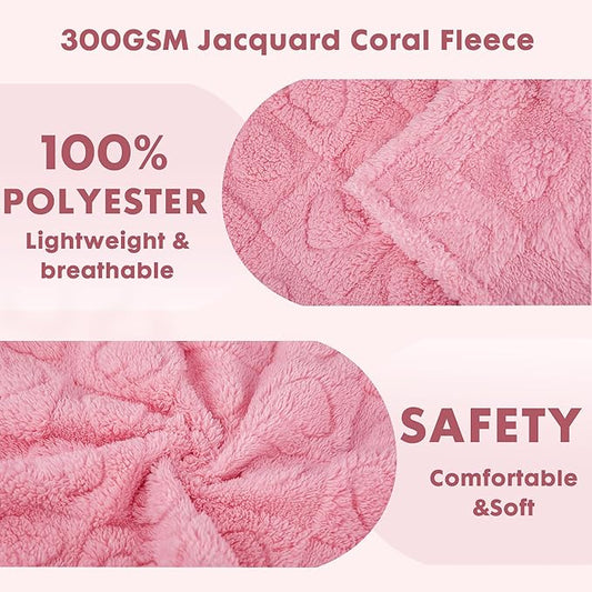 gogobunny Calming Plush Dog Cat Blanket 300GSM Coral Fleece, Ultra-Soft Machine Washable Pet Bedding for Small Medium Dogs Cats Puppies Kittens (Pink, 25x35)
