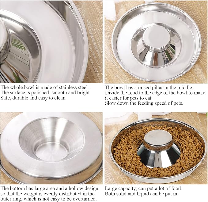 Stainless Steel Pet Bowl for Puppy and Cat, Dog Food and Water Feeding Bowl, Puppies and Kittens Weaning Bowls, Multiple Dogs and Cats Eat and Drink Together (1PC, S)