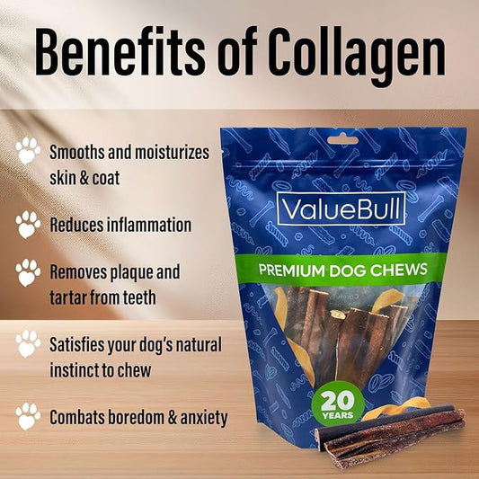 ValueBull Collagen Sticks for Dogs, Varied Shape & Size Chews, Natural Long-Lasting Dog Treats, 2 Pound - Supports Joints, Skin & Coat with Chondroitin & Glucosamine