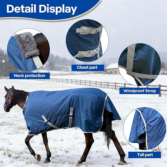 Winter 1200D Premium Turnout Horse Blanket,Medium Weight Waterproof Blanket