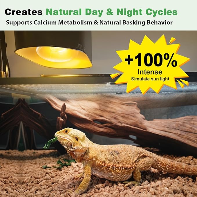100W Reptile Heat Lamp Bulbs, Full Spectrum UVA/UVB Reptile Light Bulb and Basking Spot Light, UVB Light for Reptiles and Bearded Dragon, Turtle, Lizard, Snake, Amphibians