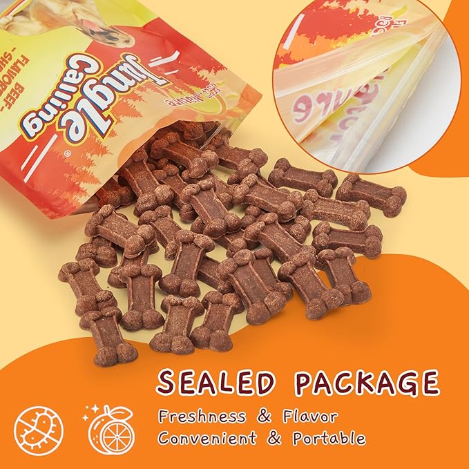 Jungle Calling Soft Dog Treats, Training Snacks with Real Beef, Chewy Dog Biscuits, Natural High Protein, Digestive Support Dog Chews, Healthy Meaty Tenders for Small & Medium Dogs, 48 Count