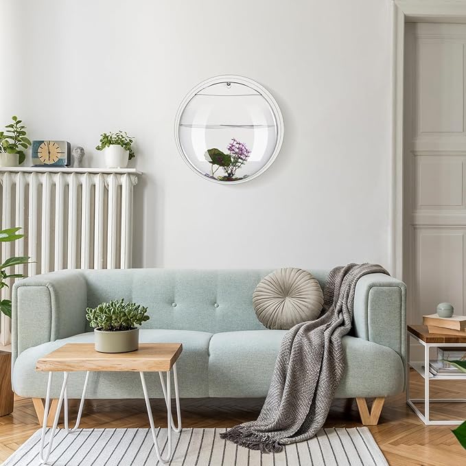 2 Pcs Hanging Wall 1 Gallon Fish Bowls Acrylic Clear Wall Fish Tank for Beta Aquariums Mounted Plant Bubbl Ecosphere Decor