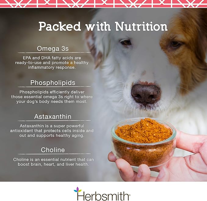 Herbsmith Pure Krill - Wild-Caught Antarctic Krill - Just 1 Ingredient - Astaxanthin for Dogs - Ready-to-Use Omega 3s – Alternative to Krill Oil for Dogs - 150g