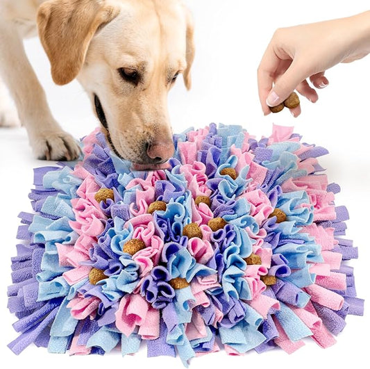 Pet Snuffle Mat for Dogs, Dog Feeding Mat, Nosework Training Mats for Foraging Instinct Interactive Puzzle Toys (Pink&Purple&Blue)