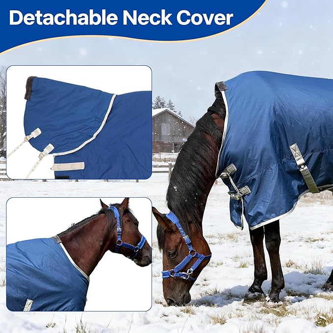 Winter 1200D Premium Turnout Horse Blanket,Medium Weight Waterproof Blanket