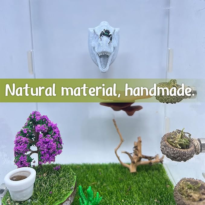 Daerky Jumping Spider Hide,3D Printed Dinosaur Head - A Fun Habitat for Jumping Spiders, Small Reptiles, and Small Pets, Suitable for Home Decor with Animal Enclosures (Marble Color)
