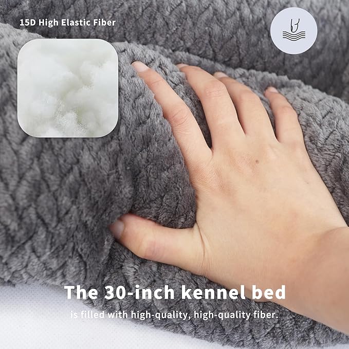 Medium Dog Beds for Crates Washable 30 Inch Dog Crate Bed Soft and Fluffy Pads for Cages Up to 40 lbs Pet Bed Mat Pillows Kennel Pads for Crates Jacquard Dark Grey