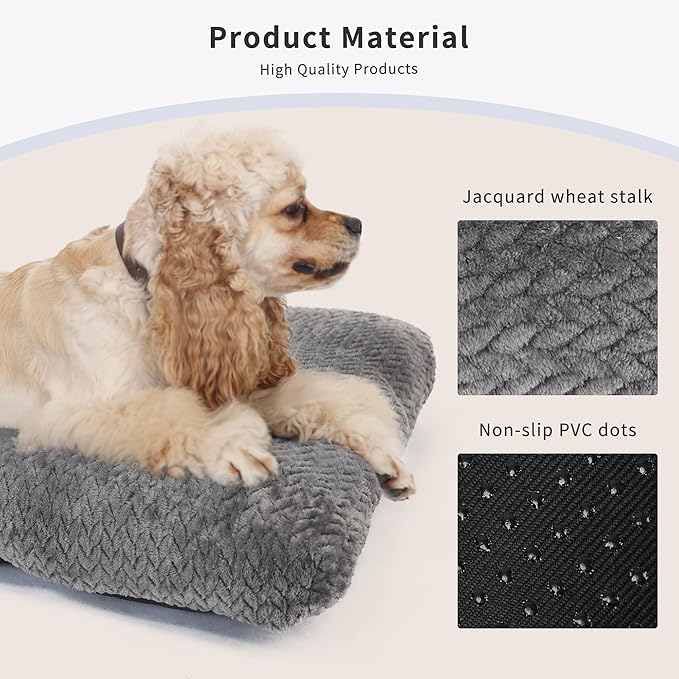 Dog Beds for Crates Washable 36 Inch for Medium Large Dogs Soft and Fluffy Cages Up to 70 lbs Pet Bed Mat Pillows Kennel Pads Grey L