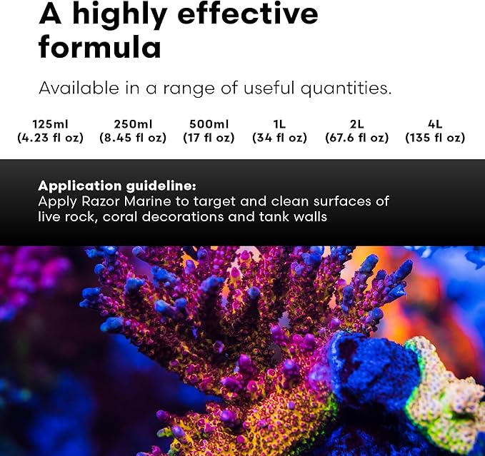 Brightwell Aquatics - Razor Marine - Unique Systemic Fish Tank Cleaner for Marine Aquariums - Aquarium Water Treatments, 33.8 fl oz