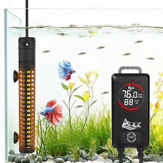 AQQA 800W Aquarium Heater, Fish Tank Heater with Digital Thermostat, Over-Temperature and Dry-Run Protection, for 90-150 Gallon Freshwater, Saltwater, Turtle Betta Fish Tank Aquarium