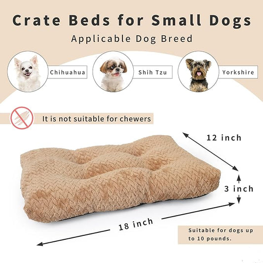 Necesitar 18 inch Dog Crate Bed Dog Mats for Sleeping,Up to 10 lbs Fluffy Khaki Puppy Pad XXS