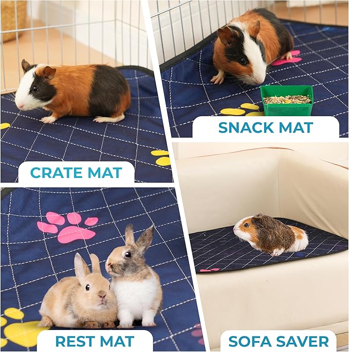 Washable Rabbit & Guinea Pig Cage Liner & Bedding for C&C 2x4 (57"x28"), 2 Pack, Easy to Clean Unlike Fleece, Fast-Drying, Waterproof, Absorbent, Non-Slip Pee Pad, Reusable Bunny Mat for Small Animals