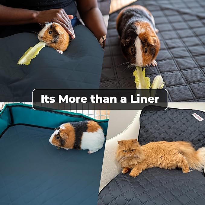 Washable Rabbit & Guinea Pig Cage Liner & Bedding for C&C 2x3 (28"x42"), 2 Pack, Easy to Clean Unlike Fleece, Waterproof, Absorbent, Non-Slip Pee Pad, Reusable Bunny Mat for Small Animals