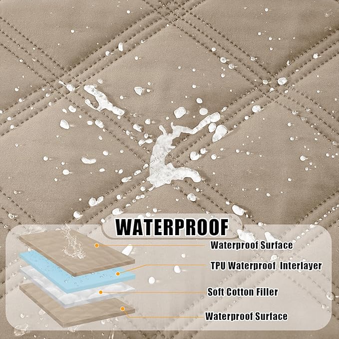 Smiry Waterproof Dog Bed Cover Blanket 52x82, Soft Reversible Pet Blanket, Washable Leakproof Cats Dogs Couch Cover for Sofa, Couch, Furniture, Lattice, Taupe/Taupe