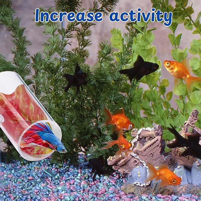Betta Tunnel with 2 Pcs Veggie Clips for Aquarium, Betta Hideout Tunnel, Leaf Pad Tube and Fish Food Clip, Leaf Clip Feeding Tool, Bettas Fish Tank Accessories for Breeding Resting Feeding (S, Tube)