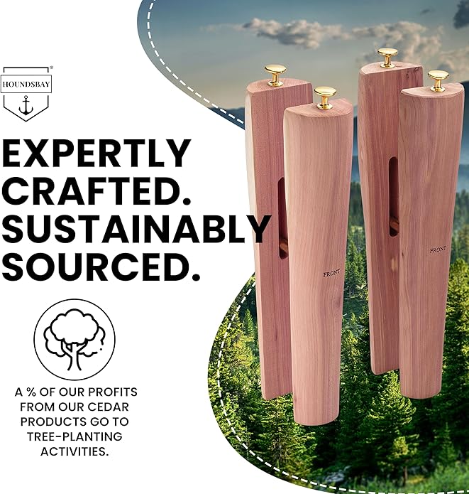 HOUNDSBAY Cedar Boot Tree Shaft Shaper, Tall Boot Inserts Shape Holders - Boot Trees, Stand for Men & Women