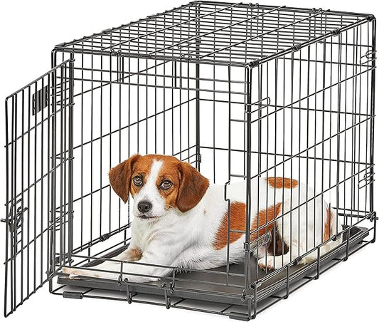 MidWest Homes for Pets Small LifeStages Single Door 24-Inch Folding Dog Crate, Enhanced Security, Includes Leak-Proof Pan, Divider Panel, Handle, Rubber Feet