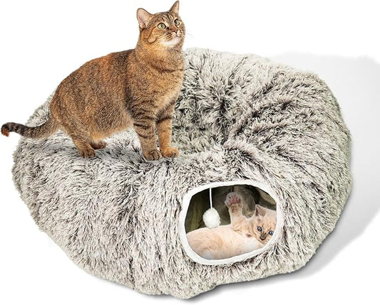 MODAELITE Circular Cat Tunnel for Indoor Cat - Indoor Kitty Tunnel - Cats Toy - Brown