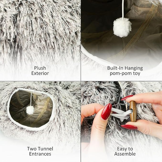 MODAELITE Circular Cat Tunnel for Indoor Cat - Indoor Kitty Tunnel - Cats Toy - Brown