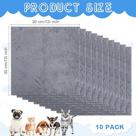 Vitalcozy 10 Pcs Guinea Pig Cage Liners Washable Rat Bedding for Guinea Pigs Controlling Absorbent Waterproof Pee Pads Blanket for Rabbits Hamster Small Animals Chinchilla(12 x 12 Inch,Gray)