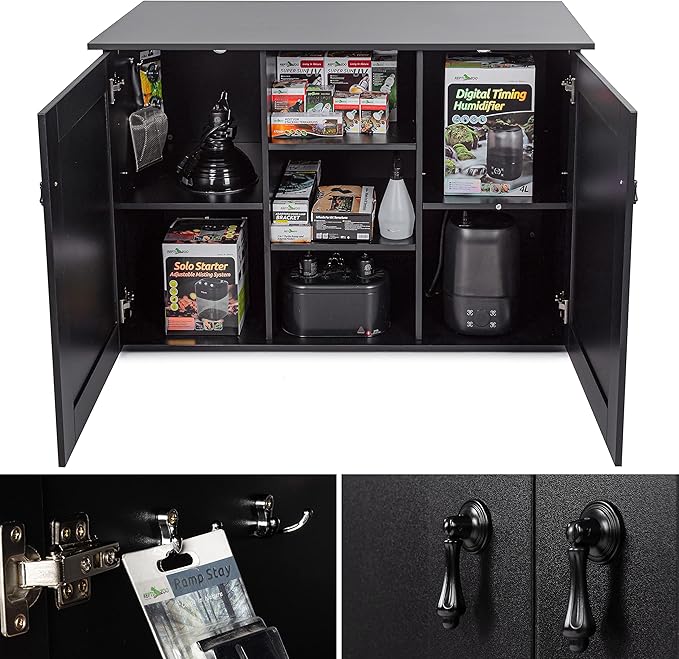REPTI ZOO Storage Cabinet Terrarium Stand 48" x 24" x 30" for 30" Aquarium Tanks Reptile Terrariums, 6 Large Storage Shelves for Accessories Organization, Extra Holes for Wire Pass