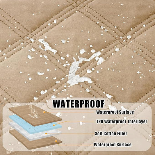 Smiry Waterproof Dog Bed Cover Blanket 30x53, Soft Reversible Pet Blanket, Washable Leakproof Cats Dogs Couch Cover for Sofa, Couch, Furniture, Lattice, Camel/Camel