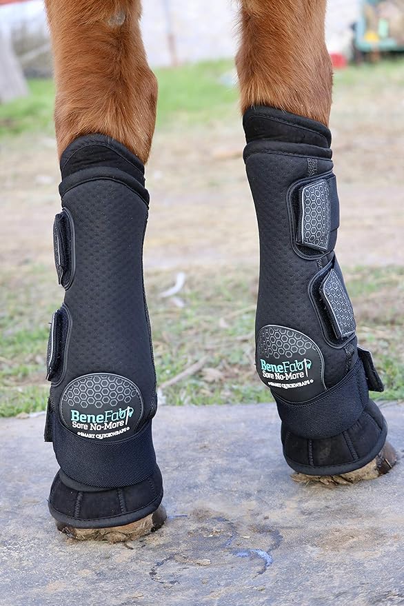 BENEFAB Therapeutic Smart Front QuickWrap | 1 Pair/2PCS Wraps with Far-Infrared Technology & Magnetic Therapy Stable or Shipping Boot Prevent Injuries Reduce Pain Stiffness Black