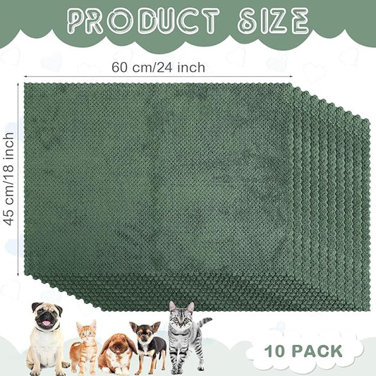 Vitalcozy 10 Pcs Guinea Pig Cage Liners Washable Rat Bedding for Guinea Pigs Controlling Absorbent Waterproof Pee Pads Blanket for Rabbits Hamster Small Animals Chinchilla(18 x 24 Inch,Dark Green)