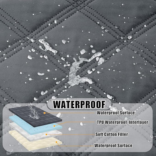 Smiry Waterproof Dog Bed Cover Blanket 30x53, Soft Reversible Pet Blanket, Washable Leakproof Cats Dogs Couch Cover for Sofa, Couch, Furniture, Lattice, Dark Grey/Beige